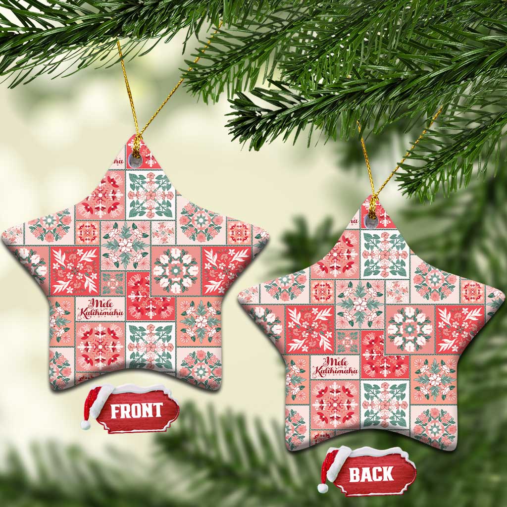 Mele Kalikimaka Hawaii Christmas Ceramic Ornament Ulaula Seamless Floral Motif - Polynesian Pride