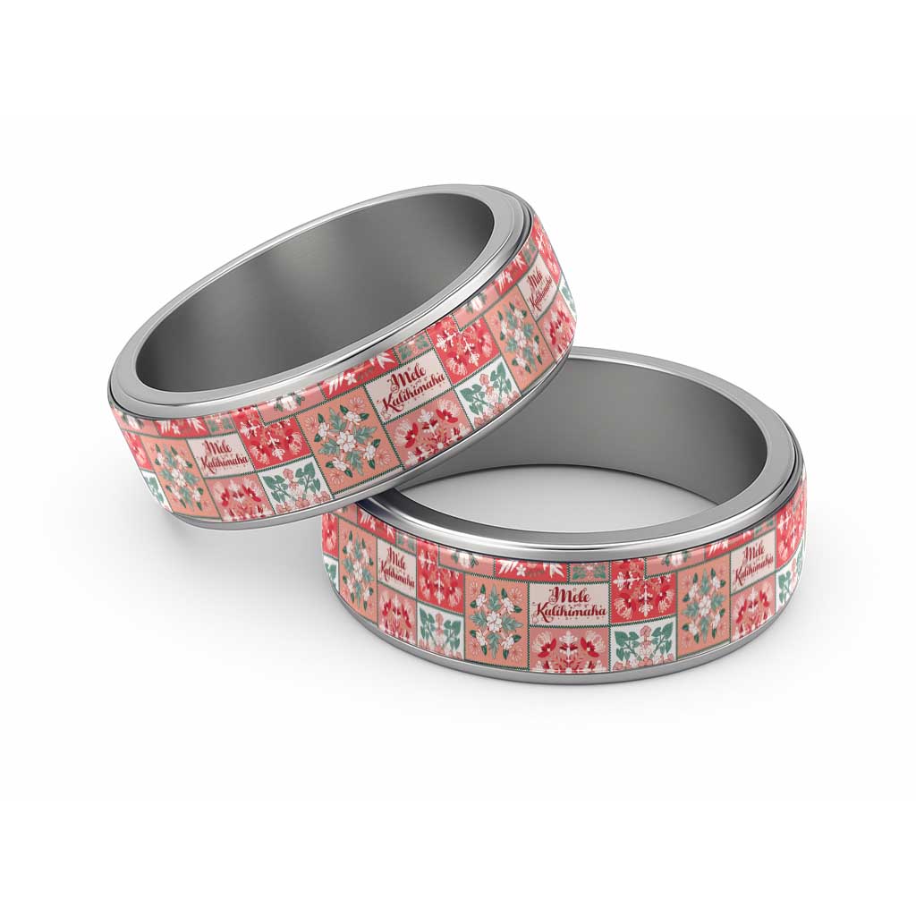 Mele Kalikimaka Hawaii Christmas Classic Ring Ulaula Seamless Floral Motif - Polynesian Pride