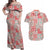 Mele Kalikimaka Hawaii Christmas Couples Matching Off Shoulder Maxi Dress and Hawaiian Shirt Ulaula Seamless Floral Motif - Polynesian Pride