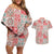 Mele Kalikimaka Hawaii Christmas Couples Matching Off Shoulder Short Dress and Hawaiian Shirt Ulaula Seamless Floral Motif - Polynesian Pride