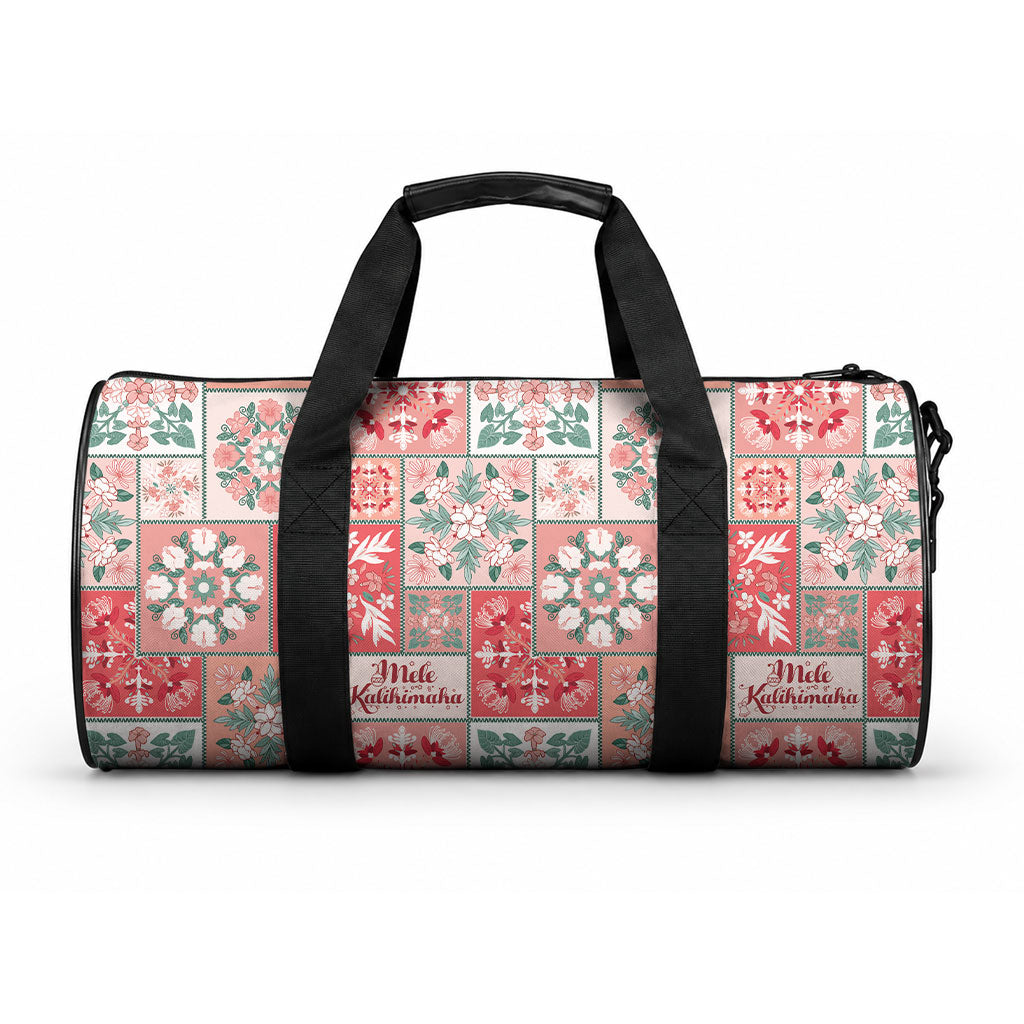 Mele Kalikimaka Hawaii Christmas Duffle Bag Ulaula Seamless Floral Motif LT9 One size Red - Polynesian Pride