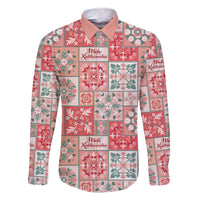 Mele Kalikimaka Hawaii Christmas Family Matching Off The Shoulder Long Sleeve Dress and Hawaiian Shirt Ulaula Seamless Floral Motif - Polynesian Pride