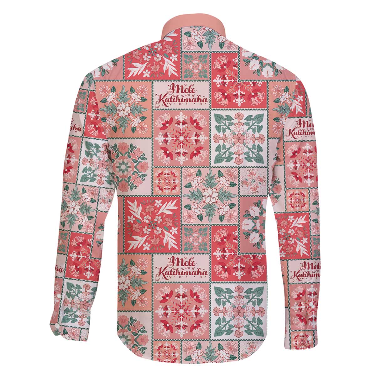 Mele Kalikimaka Hawaii Christmas Family Matching Off The Shoulder Long Sleeve Dress and Hawaiian Shirt Ulaula Seamless Floral Motif - Polynesian Pride