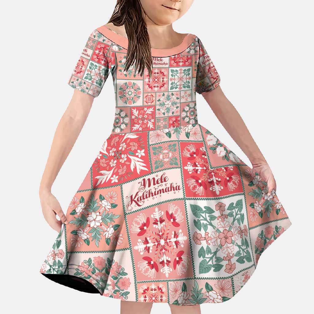 Mele Kalikimaka Hawaii Christmas Family Matching Off Shoulder Maxi Dress and Hawaiian Shirt Ulaula Seamless Floral Motif - Polynesian Pride