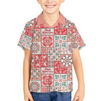Mele Kalikimaka Hawaii Christmas Family Matching Puletasi and Hawaiian Shirt Ulaula Seamless Floral Motif - Polynesian Pride