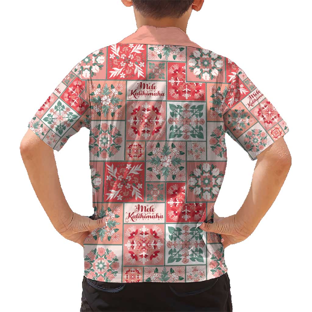 Mele Kalikimaka Hawaii Christmas Family Matching Short Sleeve Bodycon Dress and Hawaiian Shirt Ulaula Seamless Floral Motif - Polynesian Pride