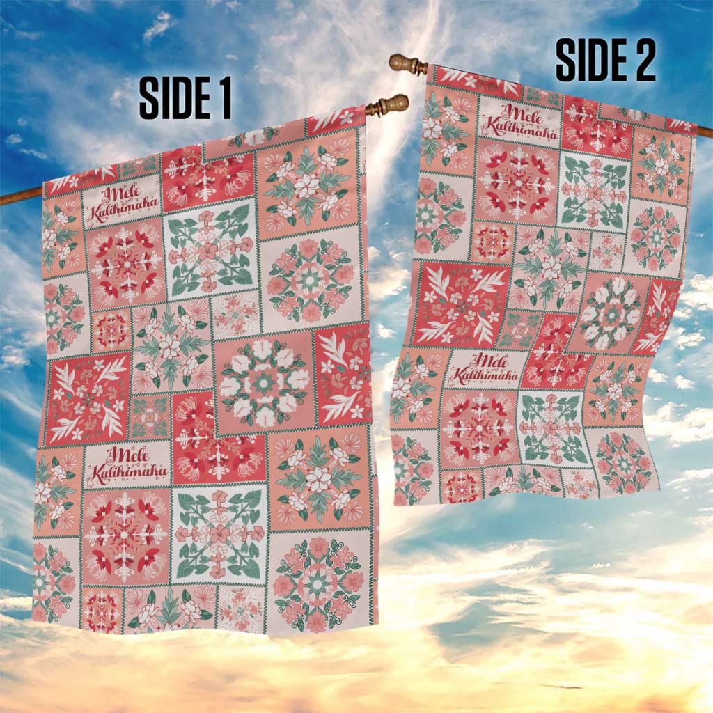 Mele Kalikimaka Hawaii Christmas Garden Flag Ulaula Seamless Floral Motif - Polynesian Pride