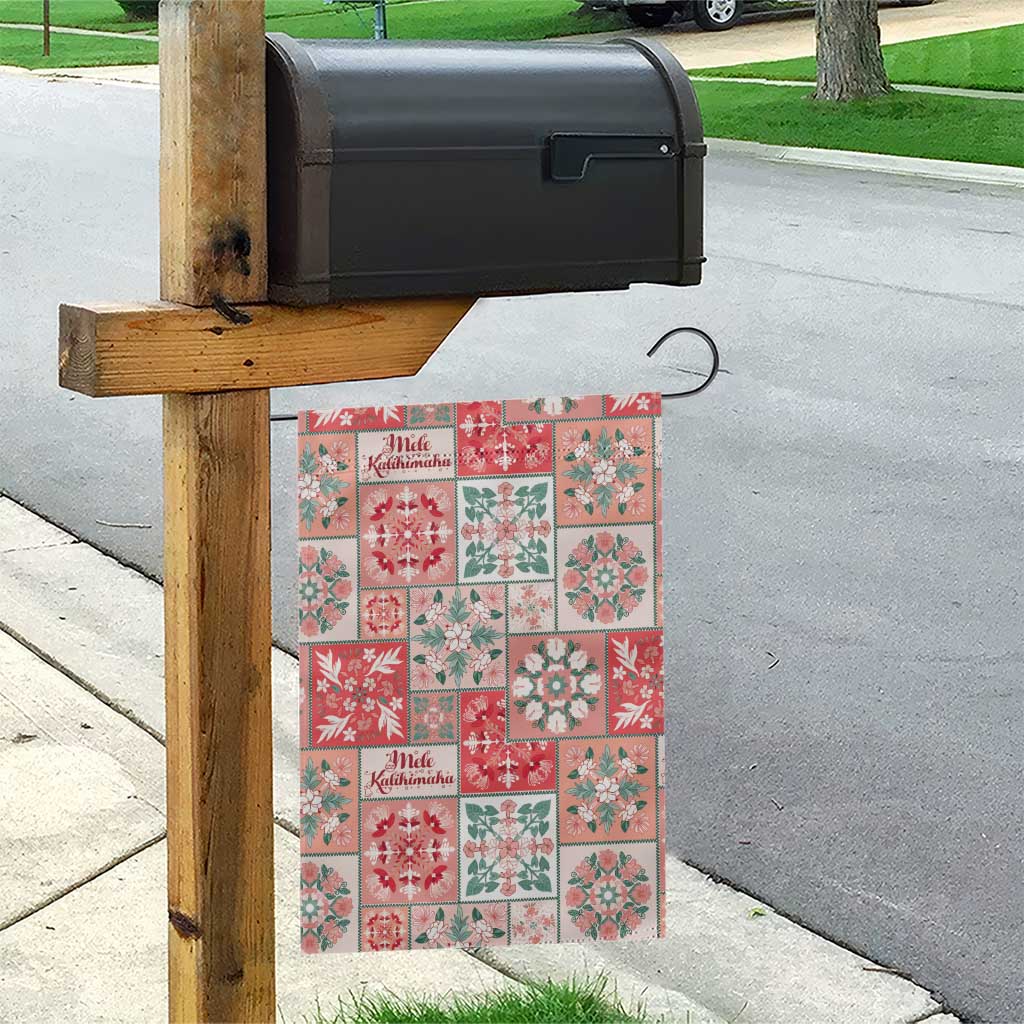 Mele Kalikimaka Hawaii Christmas Garden Flag Ulaula Seamless Floral Motif - Polynesian Pride