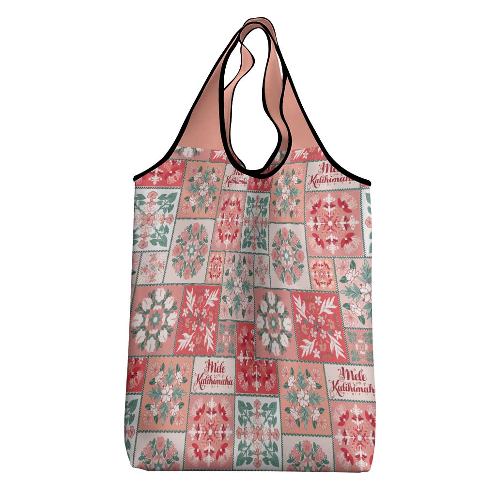 Mele Kalikimaka Hawaii Christmas Grocery Bag Ulaula Seamless Floral Motif - Polynesian Pride