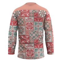 Mele Kalikimaka Hawaii Christmas Hockey Jersey Ulaula Seamless Floral Motif - Polynesian Pride