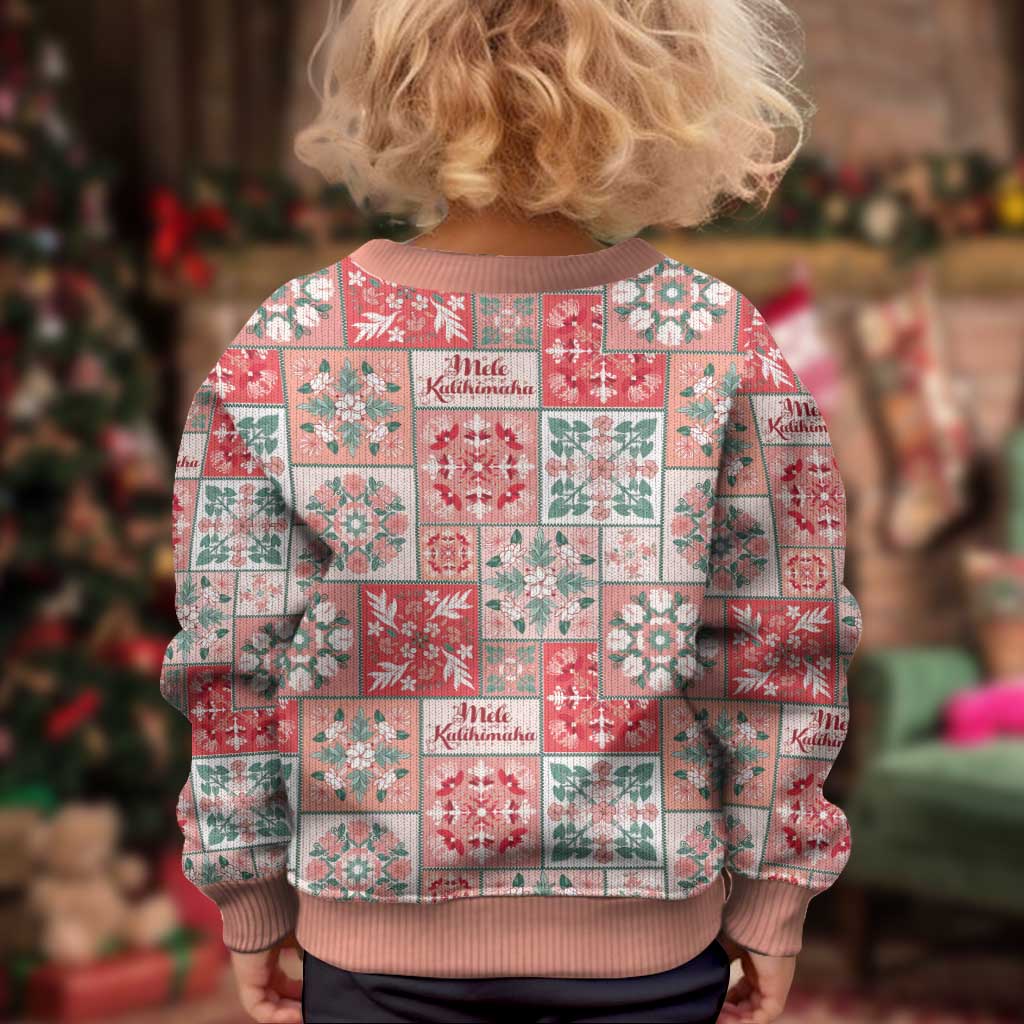 Mele Kalikimaka Hawaii Christmas Kid Ugly Christmas Sweater Ulaula Seamless Floral Motif - Polynesian Pride