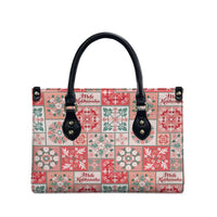 Mele Kalikimaka Hawaii Christmas Leather Bag Ulaula Seamless Floral Motif - Polynesian Pride