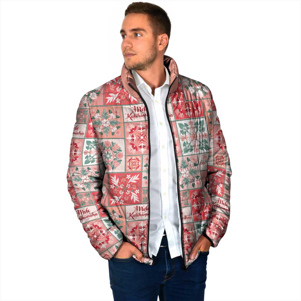 Mele Kalikimaka Hawaii Christmas Padded Jacket Ulaula Seamless Floral Motif - Polynesian Pride