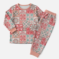 Mele Kalikimaka Hawaii Christmas Pajama Set Ulaula Seamless Floral Motif - Polynesian Pride