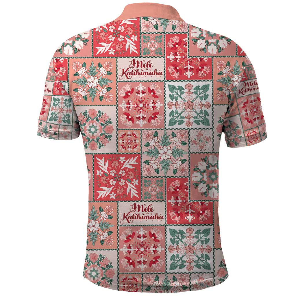 Mele Kalikimaka Hawaii Christmas Polo Shirt Ulaula Seamless Floral Motif - Polynesian Pride