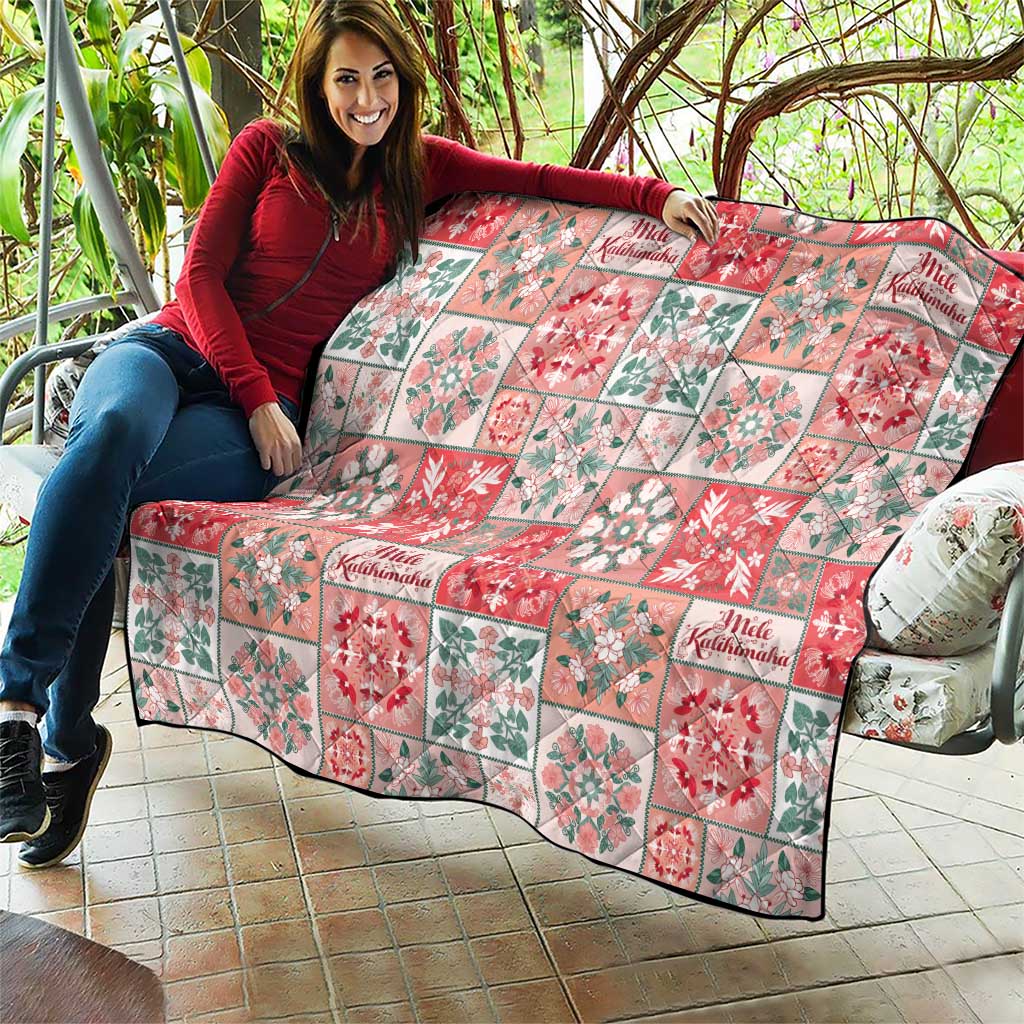 Mele Kalikimaka Hawaii Christmas Quilt Ulaula Seamless Floral Motif - Polynesian Pride