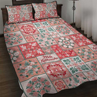 Mele Kalikimaka Hawaii Christmas Quilt Bed Set Ulaula Seamless Floral Motif - Polynesian Pride
