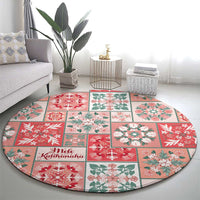 Mele Kalikimaka Hawaii Christmas Round Carpet Ulaula Seamless Floral Motif - Polynesian Pride