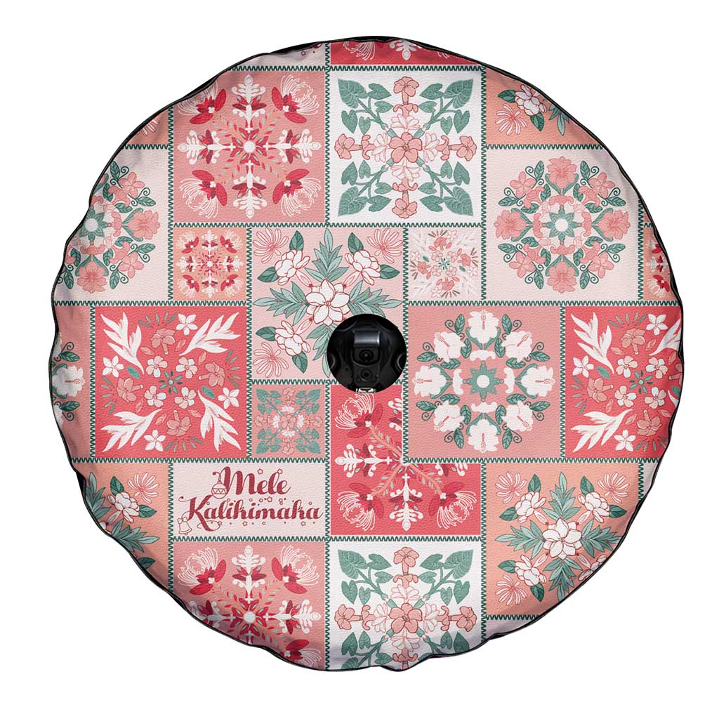 Mele Kalikimaka Hawaii Christmas Spare Tire Cover Ulaula Seamless Floral Motif - Polynesian Pride