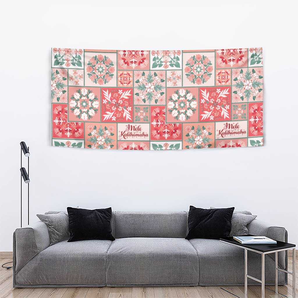 Mele Kalikimaka Hawaii Christmas Tapestry Ulaula Seamless Floral Motif - Polynesian Pride