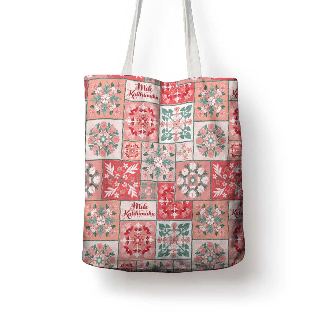 Mele Kalikimaka Hawaii Christmas Tote Bag Ulaula Seamless Floral Motif - Polynesian Pride