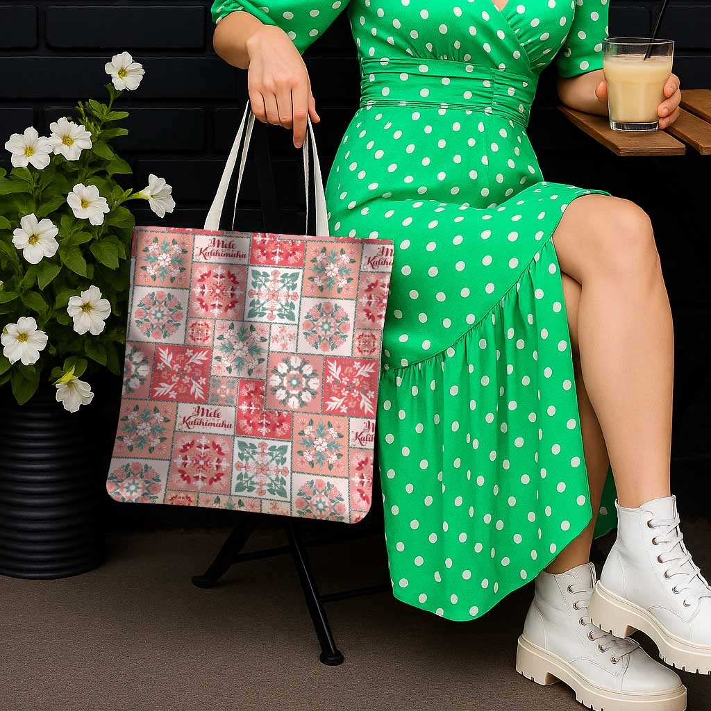 Mele Kalikimaka Hawaii Christmas Tote Bag Ulaula Seamless Floral Motif - Polynesian Pride