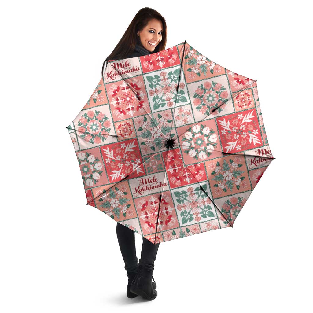 Mele Kalikimaka Hawaii Christmas Umbrella Ulaula Seamless Floral Motif - Polynesian Pride