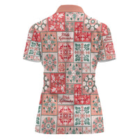 Mele Kalikimaka Hawaii Christmas Women Polo Shirt Ulaula Seamless Floral Motif - Polynesian Pride