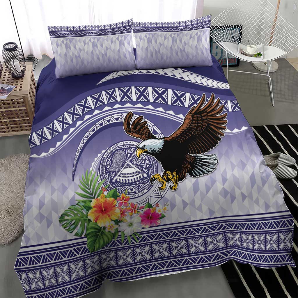 American Samoa Bald Eagle Bedding Set Polynesian Tropical Flowers