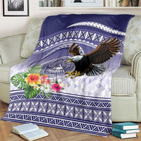 American Samoa Bald Eagle Blanket Polynesian Tropical Flowers