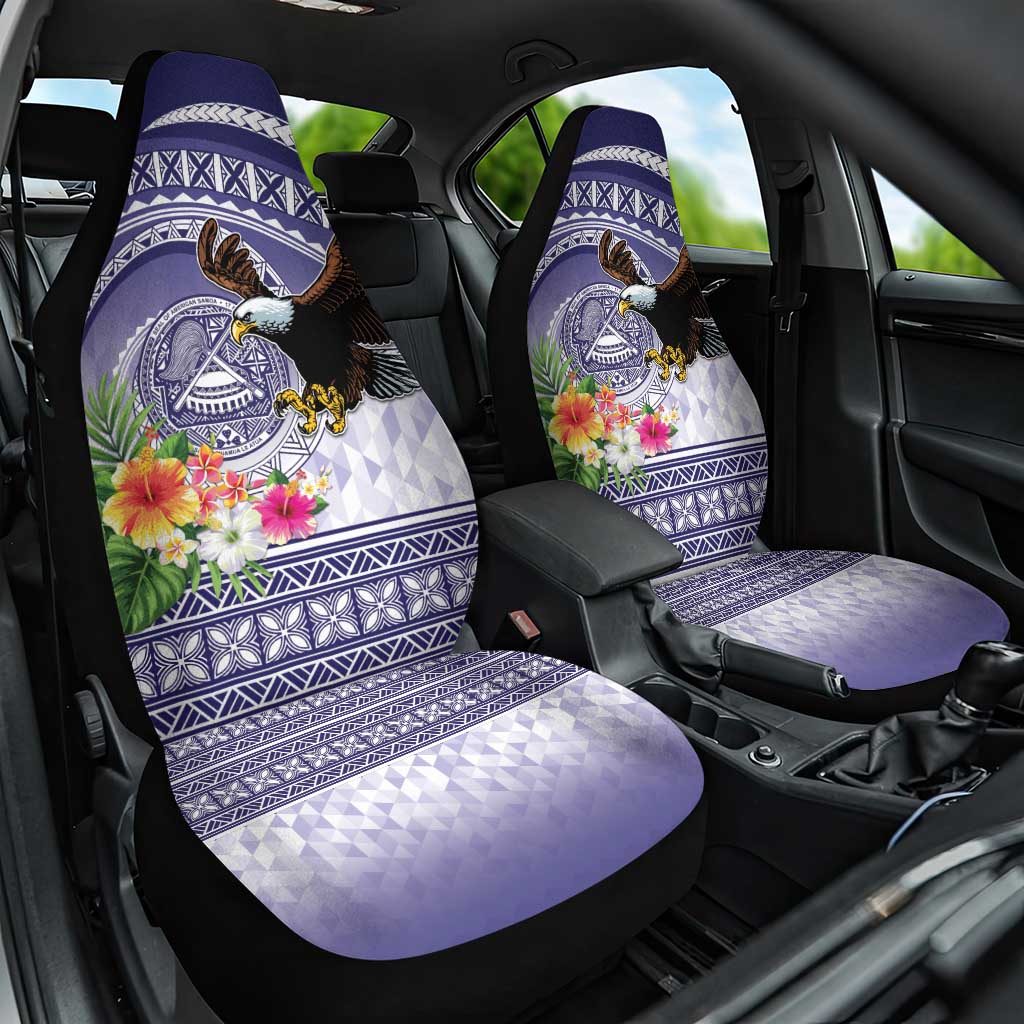 American Samoa Bald Eagle Car Seat Cover Polynesian Tropical Flowers