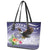 American Samoa Bald Eagle Leather Tote Bag Polynesian Tropical Flowers