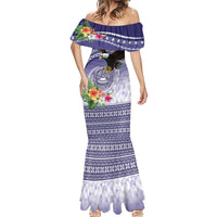 American Samoa Bald Eagle Mermaid Dress Polynesian Tropical Flowers