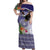 American Samoa Bald Eagle Off Shoulder Maxi Dress Polynesian Tropical Flowers