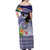 American Samoa Bald Eagle Off Shoulder Maxi Dress Polynesian Tropical Flowers