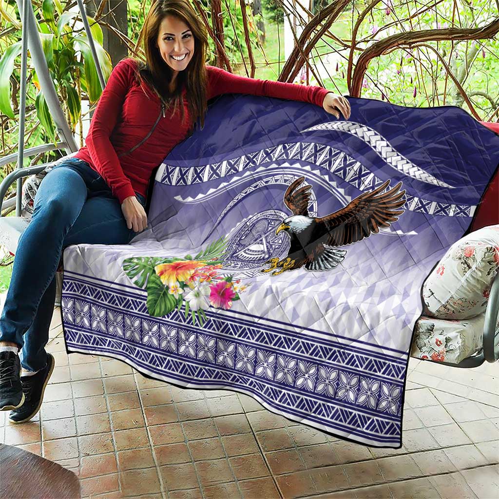 American Samoa Bald Eagle Quilt Polynesian Tropical Flowers