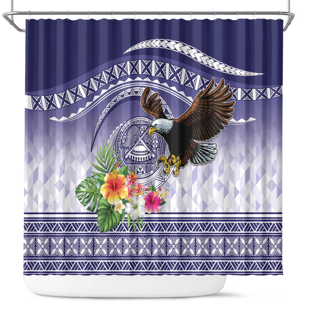 American Samoa Bald Eagle Shower Curtain Polynesian Tropical Flowers