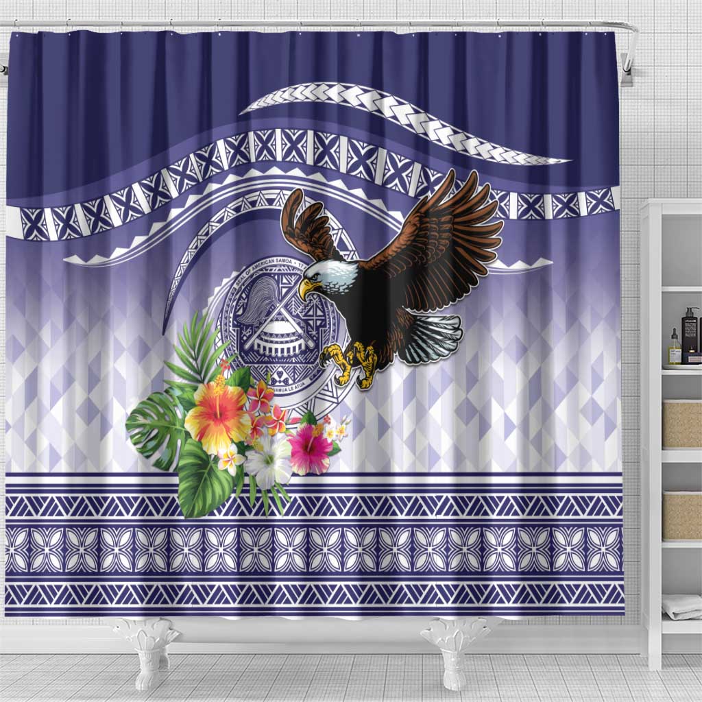 American Samoa Bald Eagle Shower Curtain Polynesian Tropical Flowers