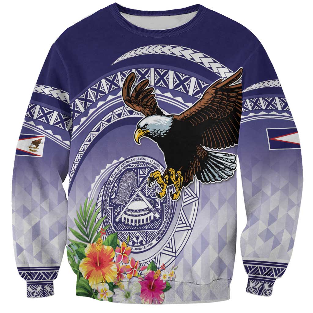 American Samoa Bald Eagle Sweatshirt Polynesian Tropical Flowers