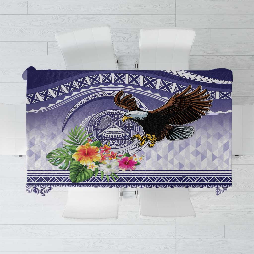 American Samoa Bald Eagle Tablecloth Polynesian Tropical Flowers