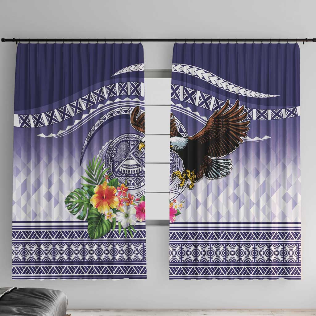 American Samoa Bald Eagle Window Curtain Polynesian Tropical Flowers