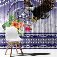 American Samoa Bald Eagle Window Curtain Polynesian Tropical Flowers