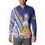 New Caledonia Kagu Bird Button Sweatshirt Polynesian Tropical Flowers