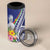 New Caledonia Kagu Bird 4 in 1 Can Cooler Tumbler Polynesian Tropical Flowers