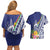 New Caledonia Kagu Bird Couples Matching Off Shoulder Short Dress and Hawaiian Shirt Polynesian Tropical Flowers