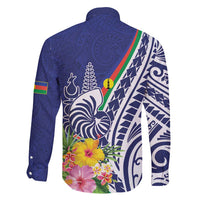 New Caledonia Kagu Bird Family Matching Long Sleeve Bodycon Dress and Hawaiian Shirt Polynesian Tropical Flowers