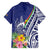 New Caledonia Kagu Bird Family Matching Off Shoulder Short Dress and Hawaiian Shirt Polynesian Tropical Flowers