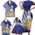 New Caledonia Kagu Bird Family Matching Short Sleeve Bodycon Dress and Hawaiian Shirt Polynesian Tropical Flowers