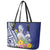 New Caledonia Kagu Bird Leather Tote Bag Polynesian Tropical Flowers