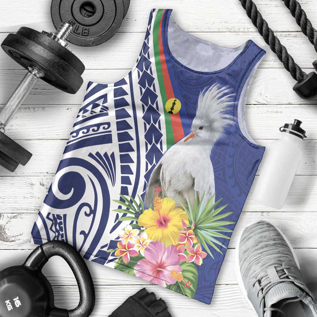New Caledonia Kagu Bird Men Tank Top Polynesian Tropical Flowers